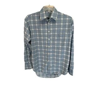 Burberry London Men's Blue SZ Large Button Down Long Sleeve USA Nova Check Shirt